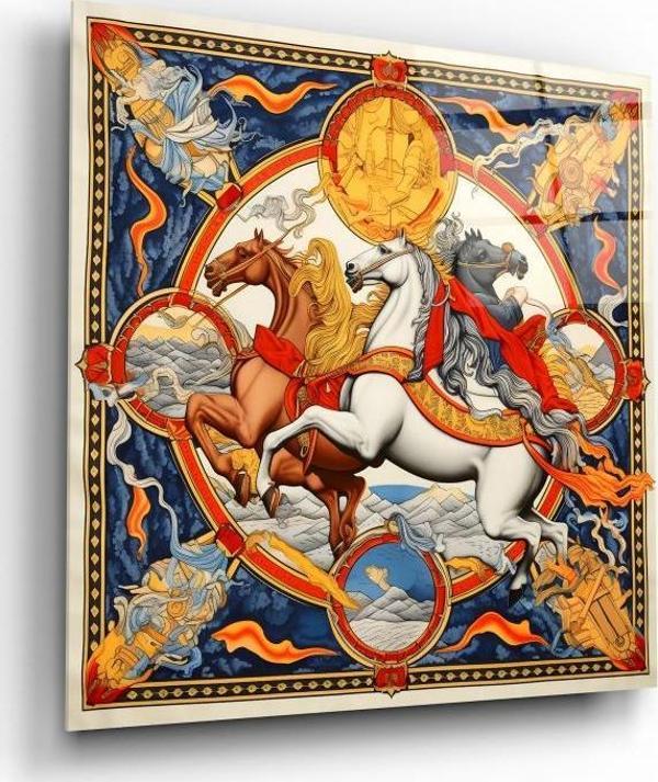 Hermes Atları Cam Tablo | Hediyelik, Dekoratif, Ofis, Mutfak  - Image 1