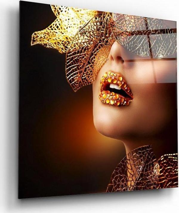 Gold Kadın Cam Tablo | Hediyelik, Dekoratif, Ofis, Mutfak  - Image 1