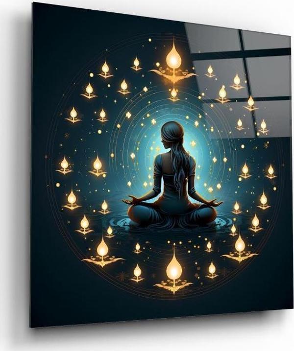 Meditasyon Cam Tablo | Hediyelik, Dekoratif, Ofis, Mutfak  - Image 1