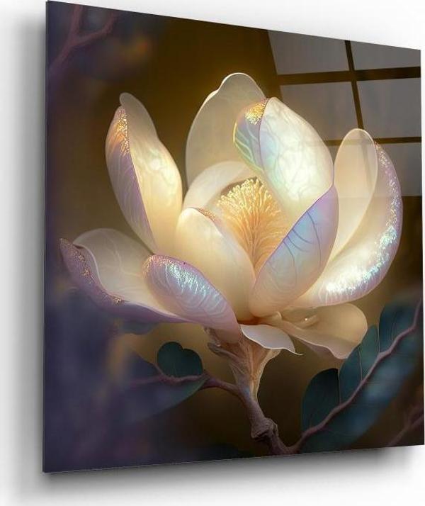 Lotus Çiçek Cam Tablo | Hediyelik, Dekoratif, Ofis, Mutfak  - Image 1