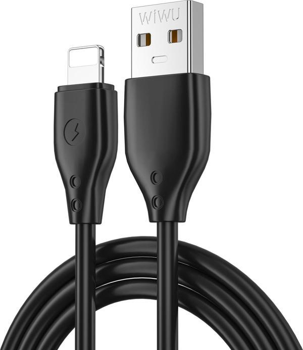Wiwu iPhone Usb Kablo Pioneer Wİ-C001 Ultra Esnek Lightning Usb Kablo 1M 2.4A Siyah - Image 1