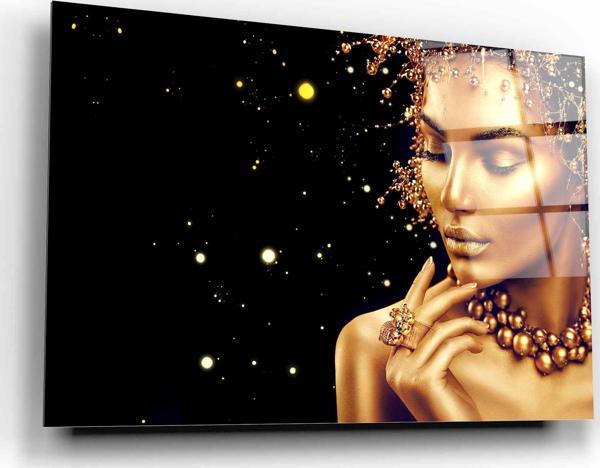 Gold Kadın Cam Tablo | Hediyelik, Dekoratif, Ofis, Mutfak  - Image 1