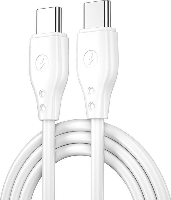 Wiwu Pioneer Wİ-C002 Ultra Esnek 67W Hızlı Şarj Özellikli Type-C To Type-C PD Kablo 1M Beyaz - Image 1