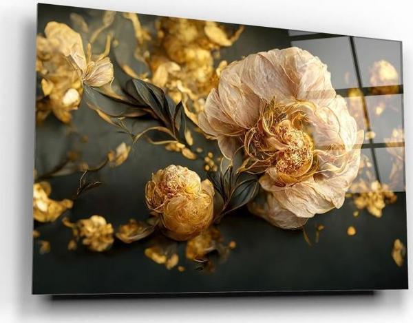 Çiçek Cam Tablo | Hediyelik, Dekoratif, Ofis, Mutfak  - Image 1