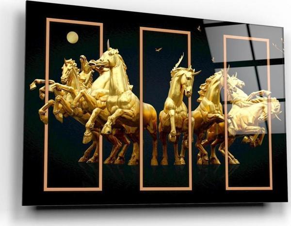 Gold Atlar Cam Tablo | Hediyelik, Dekoratif, Ofis, Mutfak  - Image 1