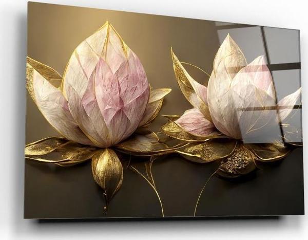 Lotus Çiçek Cam Tablo | Hediyelik, Dekoratif, Ofis, Mutfak  - Image 1