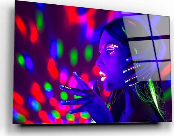 Neon Kadın Cam Tablo | Hediyelik, Dekoratif, Ofis, Mutfak  - Image 1
