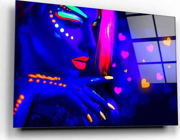 Neon Kadın Cam Tablo | Hediyelik, Dekoratif, Ofis, Mutfak  - Image 1