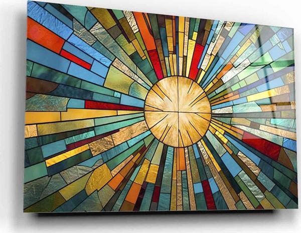 Soyut Vitray Desen Cam Tablo | Hediyelik, Dekoratif, Ofis, Mutfak  - Image 1