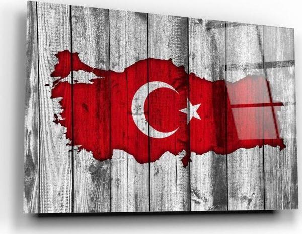 Türk Bayrağı Cam Tablo | Hediyelik, Dekoratif, Ofis, Mutfak  - Image 1