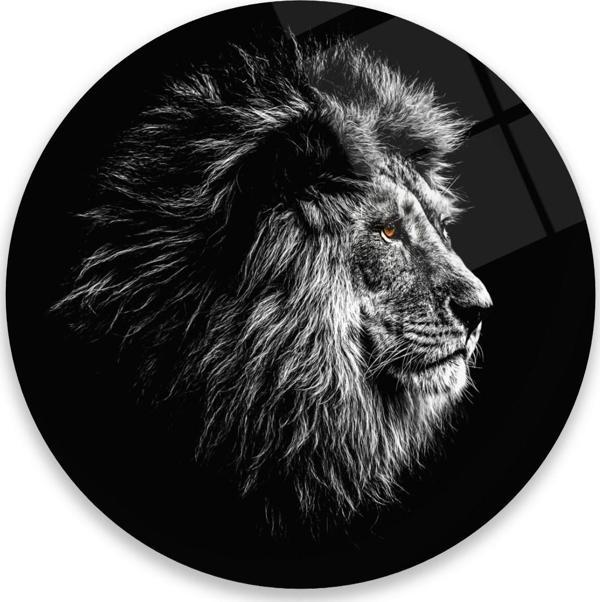 Aslan Yuvarlak Cam Tablo | Hediyelik, Dekoratif, Ofis, Mutfak  - Image 1