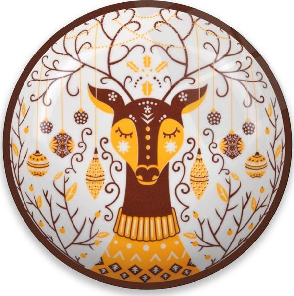 Geyik Yuvarlak Cam Tablo | Hediyelik, Dekoratif, Ofis, Mutfak  - Image 1