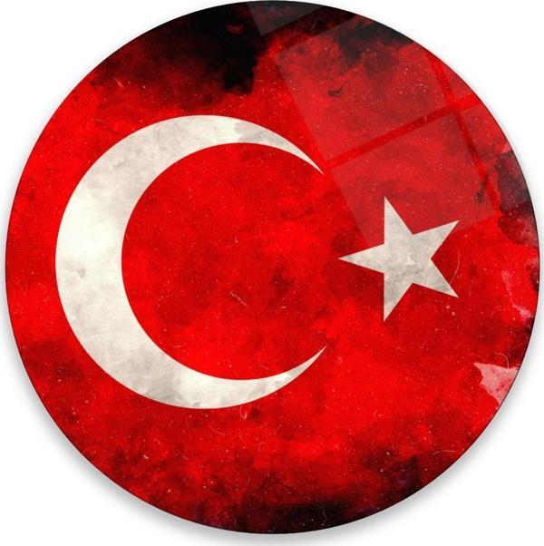 Bayrak Yuvarlak Cam Tablo | Hediyelik, Dekoratif, Ofis, Mutfak  - Image 1