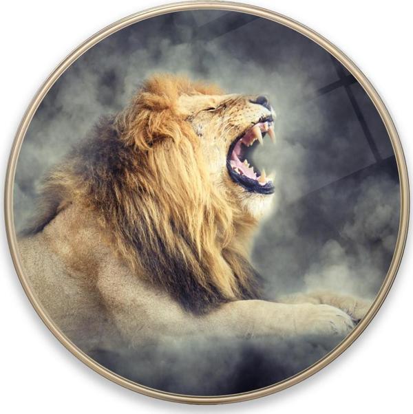 Aslan Yuvarlak Cam Tablo | Hediyelik, Dekoratif, Ofis, Mutfak  - Image 1
