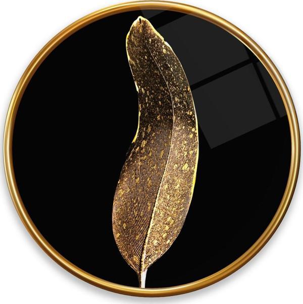Gold Tüy Yuvarlak Cam Tablo | Hediyelik, Dekoratif, Ofis, Mutfak  - Image 1