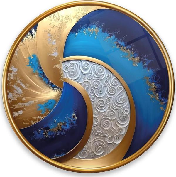 Soyut Yuvarlak Cam Tablo | Hediyelik, Dekoratif, Ofis, Mutfak  - Image 1
