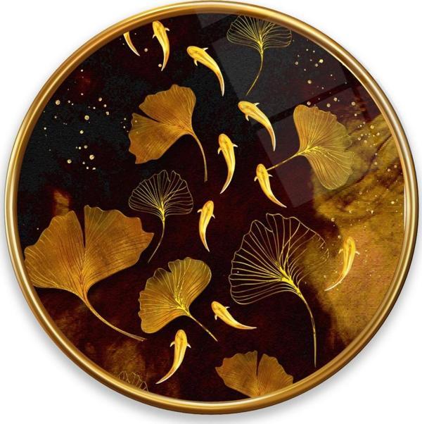 Gold Tema Yuvarlak Cam Tablo | Hediyelik, Dekoratif, Ofis, Mutfak  - Image 1
