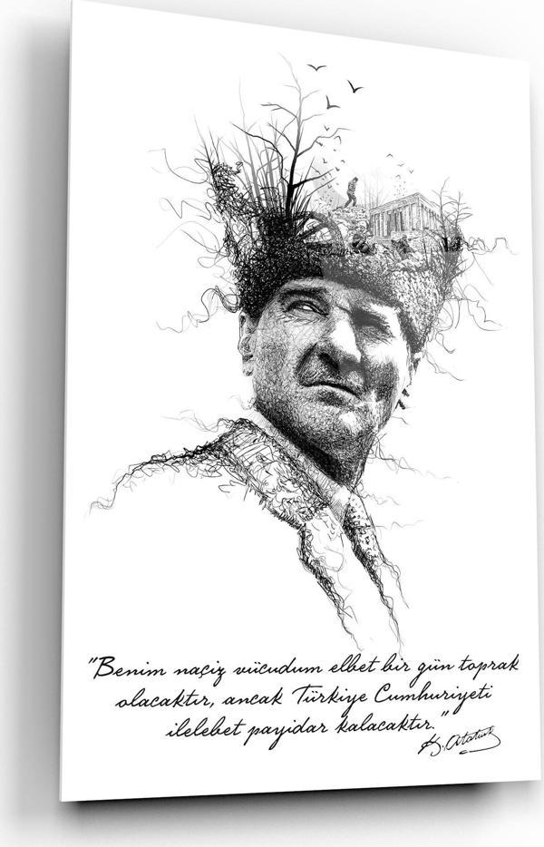 Atatürk Cam Tablo | Hediyelik, Dekoratif, Ofis, Mutfak  - Image 1
