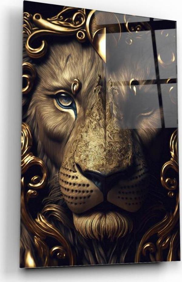 Aslan Cam Tablo | Hediyelik, Dekoratif, Ofis, Mutfak  - Image 1