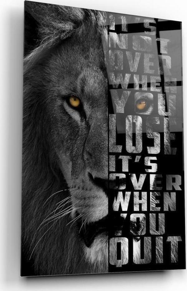 Aslan Motivasyon Cam Tablo | Hediyelik, Dekoratif, Ofis, Mutfak  - Image 1
