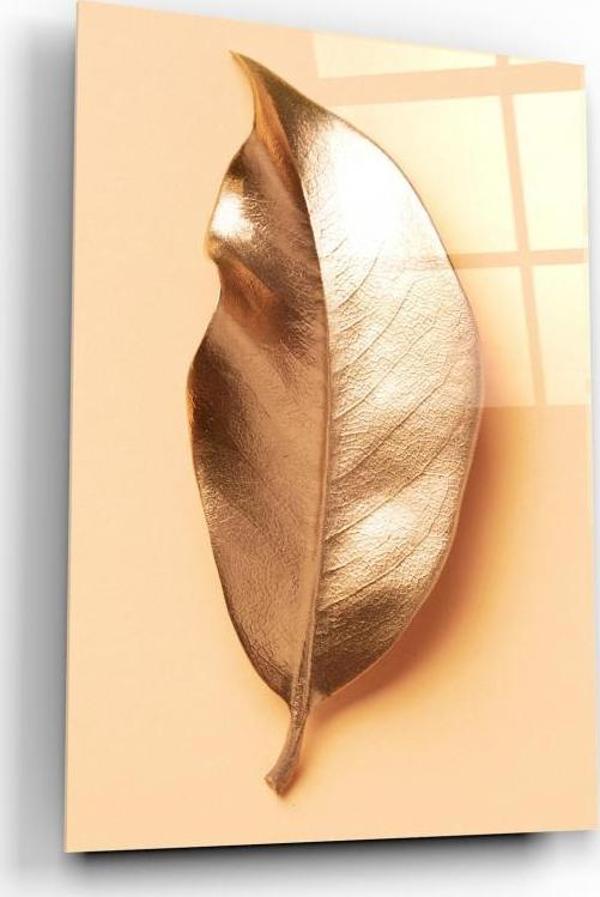 Gold Yapraklar Cam Tablo | Hediyelik, Dekoratif, Ofis, Mutfak  - Image 1