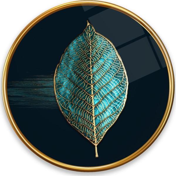 Yaprak Yuvarlak Cam Tablo | Hediyelik, Dekoratif, Ofis, Mutfak  - Image 1
