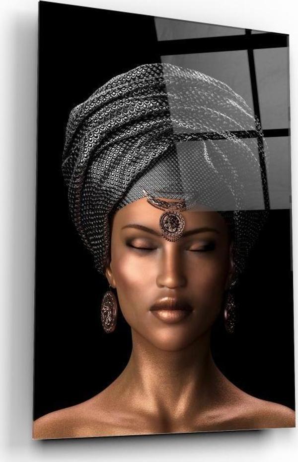 Afrikalı Kadın Cam Tablo | Hediyelik, Dekoratif, Ofis, Mutfak  - Image 1