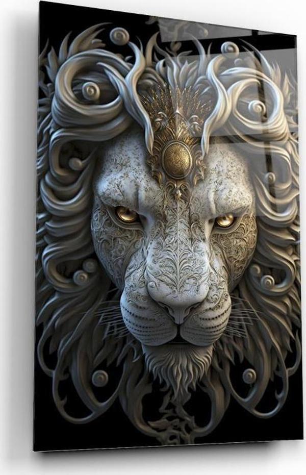 Aslan Cam Tablo | Hediyelik, Dekoratif, Ofis, Mutfak  - Image 1