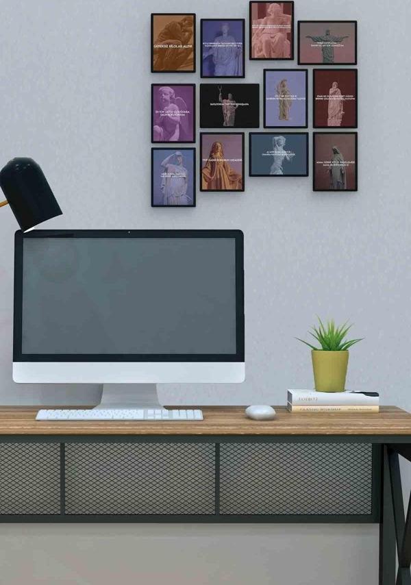 Heykel Kafası 12 Parça Mdf (ahşap) Tablo Ofis Boyu  - Image 1
