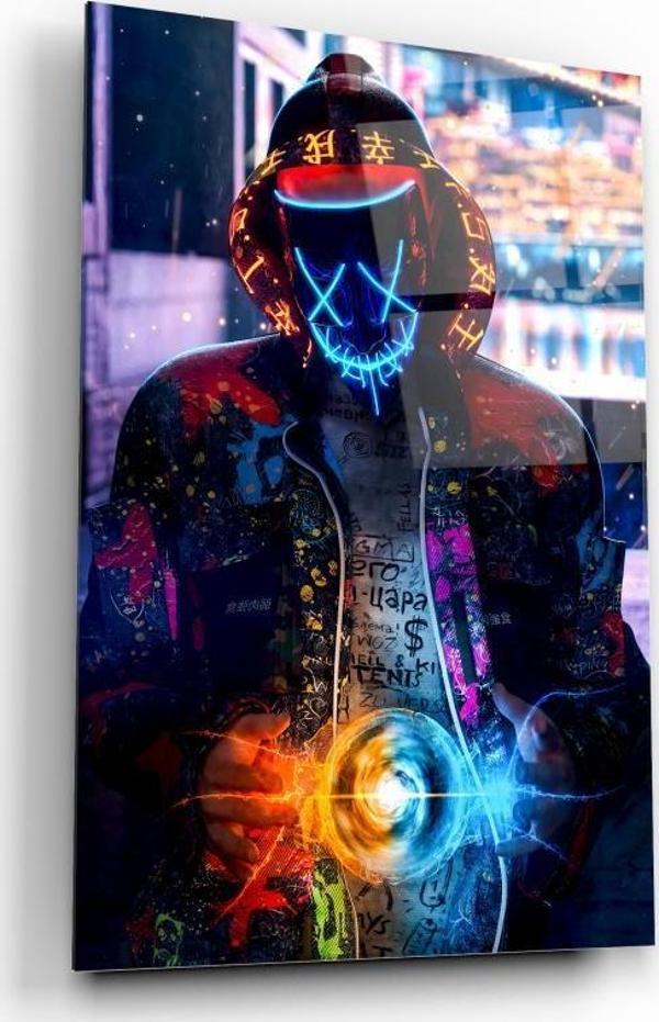 Neon Maske Cam Tablo | Hediyelik, Dekoratif, Ofis, Mutfak  - Image 1