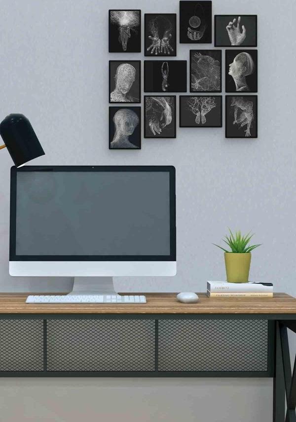 Siyah Beyaz 12 Parça Mdf (ahşap) Tablo Ofis Boyu  - Image 1
