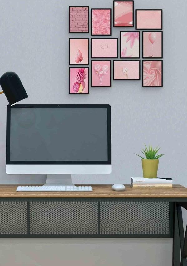 Pembe 12 Parça Mdf (ahşap) Tablo Ofis Boyu  - Image 1