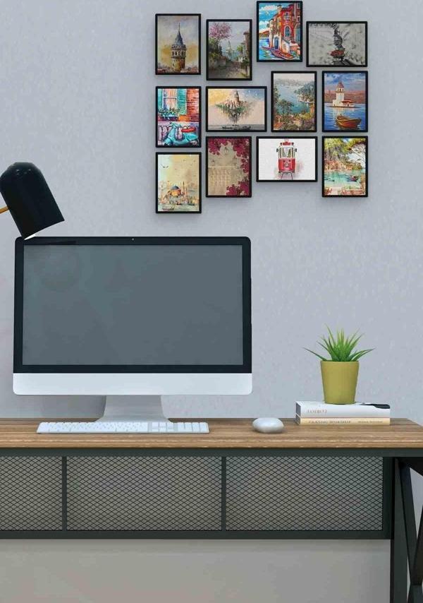 Çizim Manzara 12 Parça Mdf (ahşap) Tablo Ofis Boyu  - Image 1