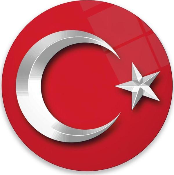 Bayrak Yuvarlak Cam Tablo | Hediyelik, Dekoratif, Ofis, Mutfak  - Image 1