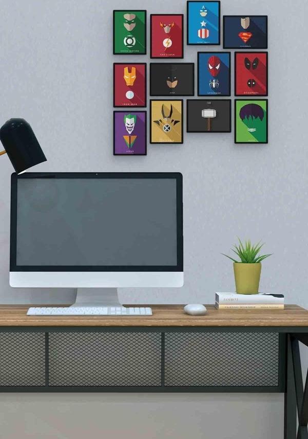 Süper Kahramanlar 12 Parça Mdf (ahşap) Tablo Ofis Boyu  - Image 1