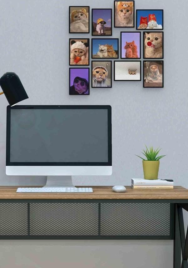 Kedi 12 Parça Mdf (ahşap) Tablo Ofis Boyu  - Image 1