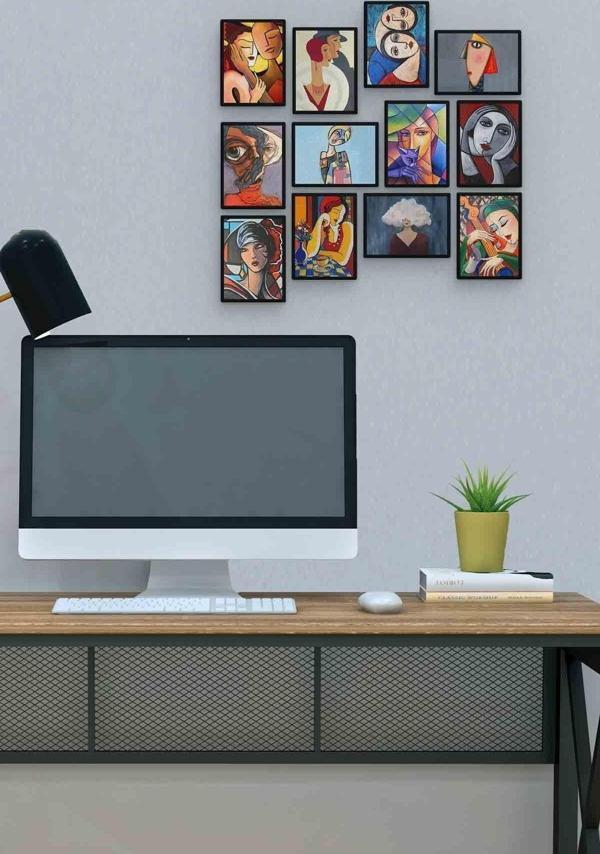 Ekspresyonizm 12 Parça Mdf (ahşap) Tablo Ofis Boyu  - Image 1
