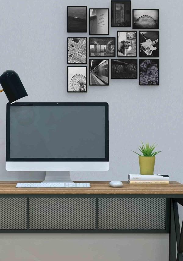 Black And White 12 Parça Mdf (ahşap) Tablo Ofis Boyu  - Image 1