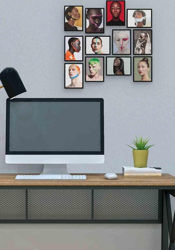 Farklı Yüzler 12 Parça Mdf (ahşap) Tablo Ofis Boyu  - Image 1