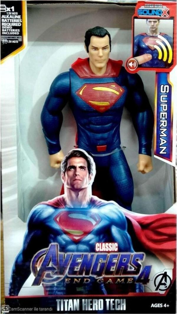 PeriYedi Avengers Süperman Oyuncak Karakter Sesli Işıklı 30 Cm - Image 1