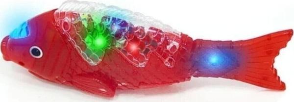 PeriYedi Kırmızı Balık Şarkılı Müzikli Işıklı Sesli Yürüyen Balık 23 Cm Pilli Oyuncak Balık - Image 1