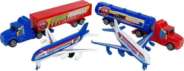 Nizam Oyuncak Long Range Oyuncak Havayolu Uçak Tır Seti 4'Lü Büyük Boy Oyun Seti - Image 1