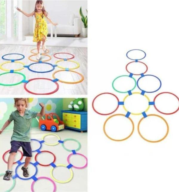 PeriYedi Seksek Halka Oyunu Daire Setleri 22 Parça Hopscotch Sek Sek Duyusal Eğitim Çemberleri 27 Cm - Image 1