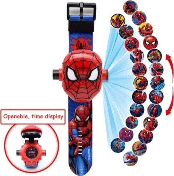 PeriYedi Spiderman Örümcek Adam Projeksiyonlu Saat 24 Farklı Karakteri Duvara Yansıtır - Image 1