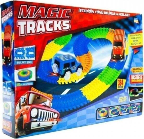 PeriYedi Işıklı Yol Magic Tracks Yol Oyun Seti 384 Parça - Araba Yolu Seti - Araba Parkuru Seti - Image 1