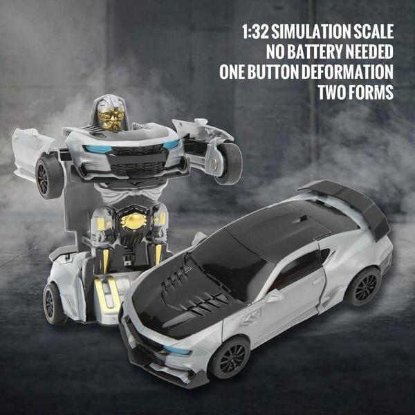 PeriYedi Tek Tuşla Robota Dönüşen Gri 14 Cm Oyuncak Araba Yeni Model (Kutusuz Üründür) - Image 1
