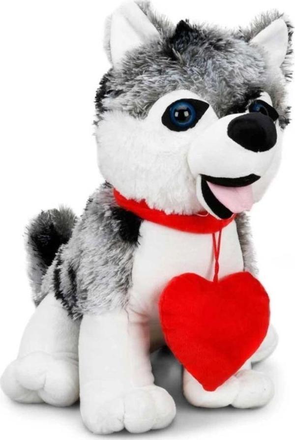 PeriYedi Oturan Kalpli Peluş Husky Köpek - Image 1