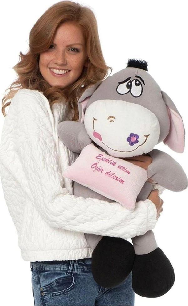 PeriYedi Oyuncak Peluş Eşek 97 Cm Eşeklik Ettim Özür Dilerim Mesajlı "Sevgililer Gününe Özel - Image 1