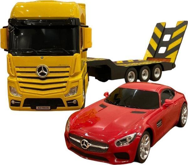 Shem Rastar R/C Uzaktan Kumandalı Mercedes Actros Tır + Amg Gt Araba - Sarı - Image 1