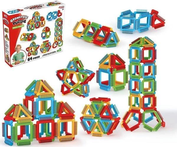Shem Eğitici Oyuncak Geometrik Puzzle Bloklar 64 Parça Kız Erkek Oyuncak Yapboz - Image 1